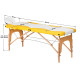 Skladací masérsky stôl Komfort Wood Activ Fizjo Lux 2 segmentový bielo-žltý